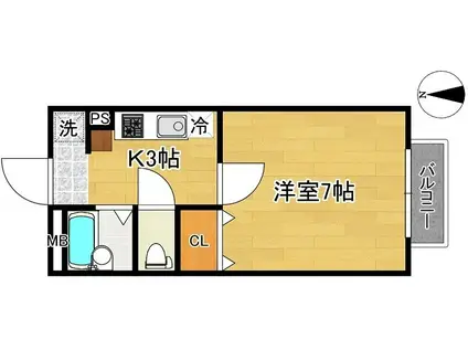 レジデンス川平(1K/1階)の間取り写真