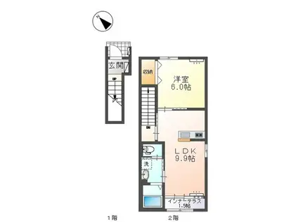 F・I・D(1LDK/2階)の間取り写真