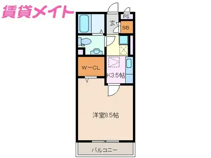 セーリング V A(1K/1階)の間取り写真