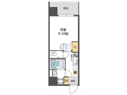 ウエンズ勝山(1K/6階)の間取り写真