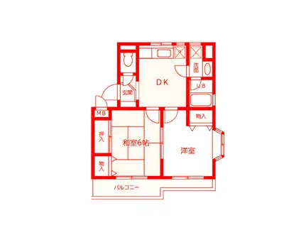 スカイヒルズ(2DK/3階)の間取り写真