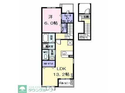 グランディールI(1LDK/2階)の間取り写真