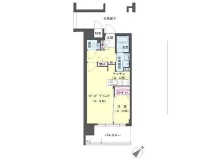 クラシオン小頭公園前1棟(1LDK/2階)の間取り写真