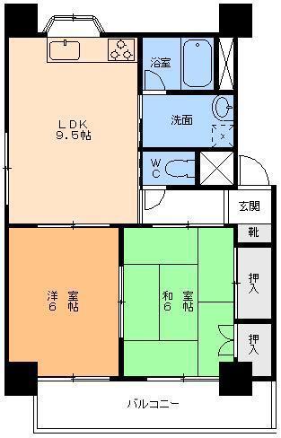 TKSマンション(2LDK/1階)の間取り写真