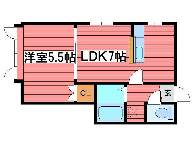 アーバンコート南郷Ⅰ(1DK/3階)の間取り写真