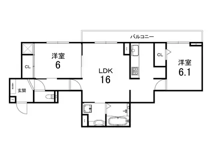 メゾン青ノ葉(2LDK/2階)の間取り写真