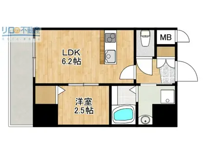 ONLYONEキセラタウン(1LDK/4階)の間取り写真