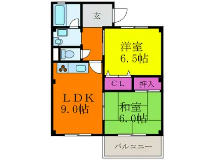 キープロハイツⅡ(2LDK/2階)の間取り写真