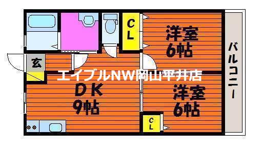 ガーデン江西通II(2DK/1階)の間取り写真