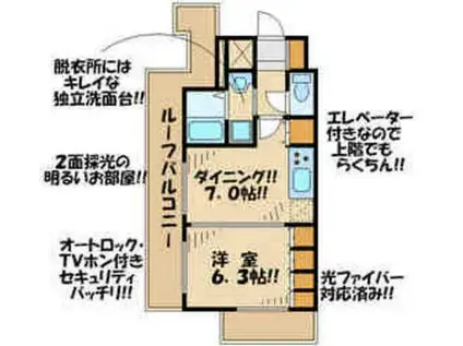 プラウドフラット仙川II(1DK/4階)の間取り写真