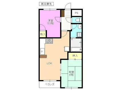 メゾン21篠井原B棟(2LDK/3階)の間取り写真