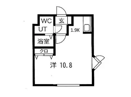 グランメール南郷14(ワンルーム/2階)の間取り写真