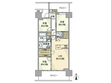 プラウド武蔵新城ステーションマークス(3LDK/6階)の間取り写真