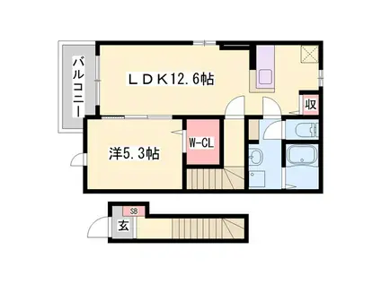 フェリスI(1LDK/2階)の間取り写真
