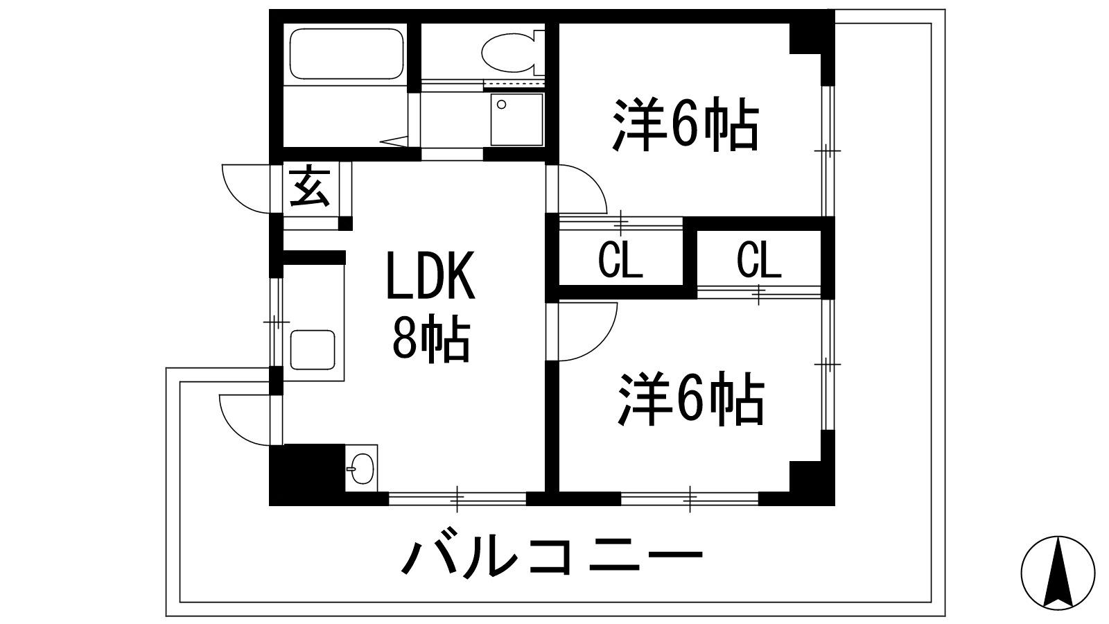 メゾンイン宝塚(2LDK/2階)の間取り写真