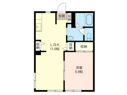 エスポワール(1LDK/1階)の間取り写真