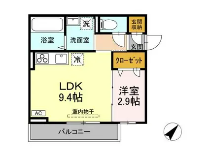 レスア柏崎I(1LDK/2階)の間取り写真