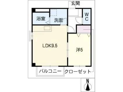 カサ・アスール(1LDK/1階)の間取り写真