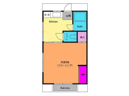 チェリーハイツ中津(1K/1階)の間取り写真