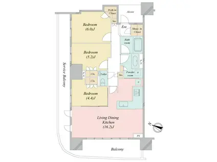 ドレッセタワー南町田グランベリーパーク(3LDK/10階)の間取り写真