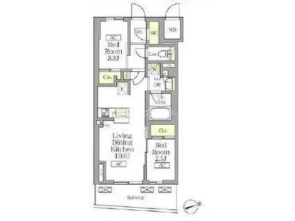 テラス北千住(2LDK/15階)の間取り写真