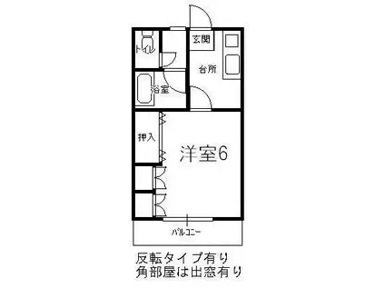 コーポ南矢幅(1K/2階)の間取り写真