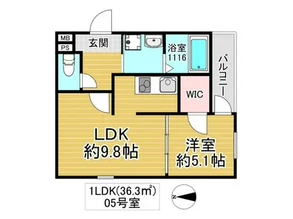 フジパレス城東東中浜(1LDK/3階)の間取り写真