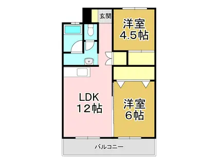 通谷グリーンハイツ(2LDK/7階)の間取り写真