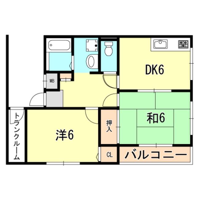 メープルハイツ(2DK/3階)の間取り写真