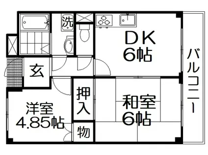 ビュースターOSHIMA(2DK/2階)の間取り写真