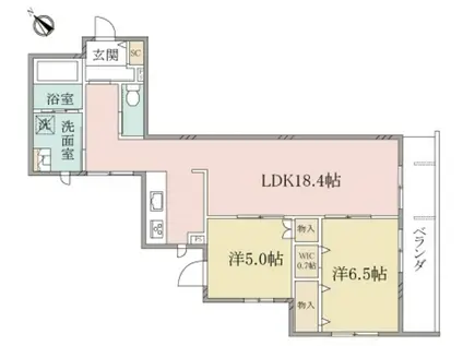 ヘーベルヴィレッジ読売ランド前REGINA(2LDK/5階)の間取り写真
