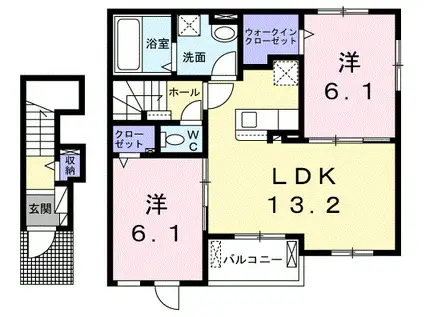 毛見アパート(2LDK/2階)の間取り写真