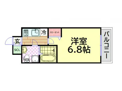 セレニテ難波プリエ(1K/3階)の間取り写真