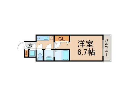 ブランTAT尼崎七松町I(1K/3階)の間取り写真