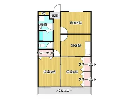 サンシャイン川口B(3DK/3階)の間取り写真