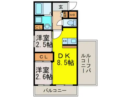 リアンプレミアムレジデンス平和(2DK/4階)の間取り写真