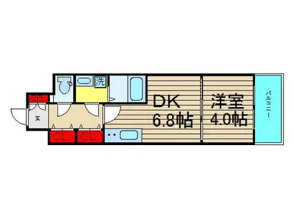 レオンコンフォート難波南(1DK/11階)の間取り写真