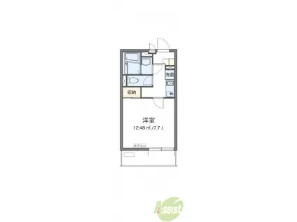 クレイノ浪華IV(1K/1階)の間取り写真