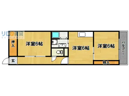 レジデンスMIMIY(2DK/1階)の間取り写真