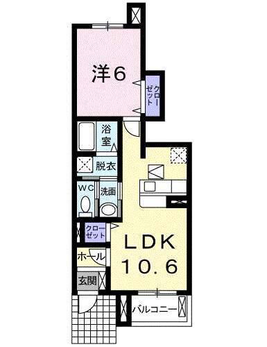 イムーブル ドゥ(1LDK/1階)の間取り写真
