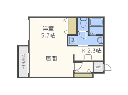 サザンクロス南郷通(1LDK/3階)の間取り写真