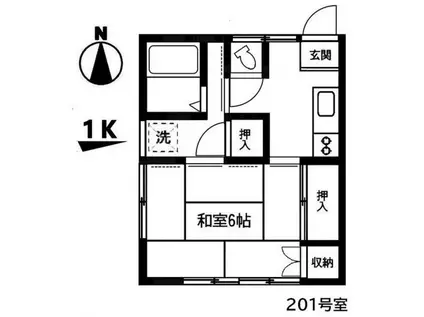 東京メトロ南北線 王子神谷駅 徒歩13分 2階建 築53年(1K/2階)の間取り写真