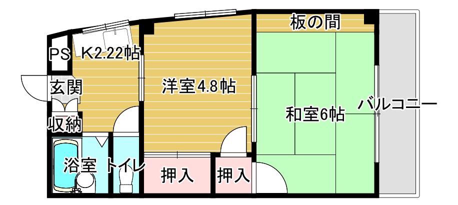 三井ビル(2K/3階)の間取り写真