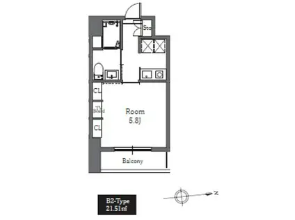 TOTSU RESIDENCE SHIBA 東通レジデンス芝(1K/10階)の間取り写真