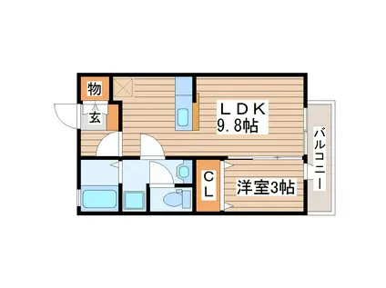 カサヴェルデ壱番館(1LDK/2階)の間取り写真