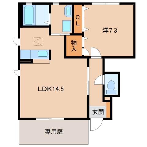MASTCOURT鳴神(1LDK/1階)の間取り写真