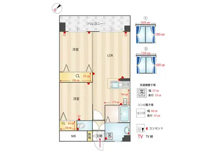 リバティ東比恵(2LDK/5階)の間取り写真