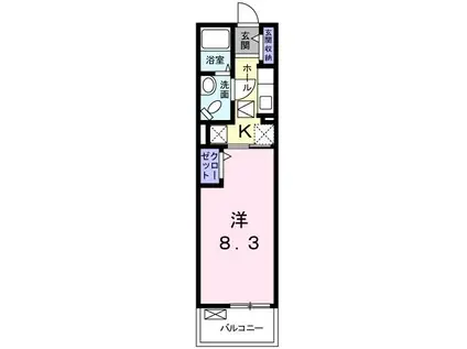 ウィンズ M タウン(1K/1階)の間取り写真