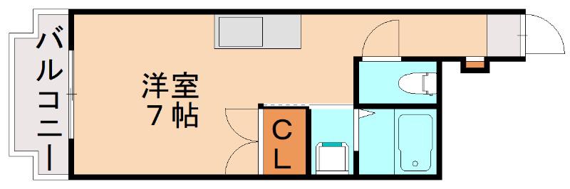 KENSマンション井尻(ワンルーム/2階)の間取り写真