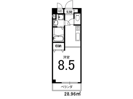 プリモレガーロ西京極(1K/6階)の間取り写真